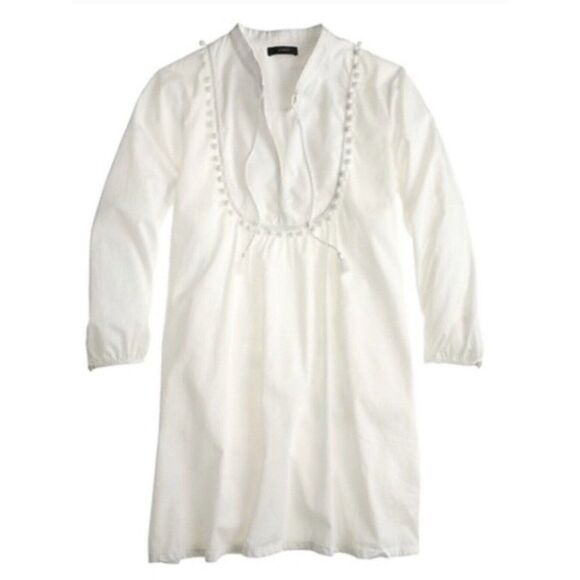 J Crew Pom-Pom Tassel Swim Beach Tunic Top‎ Womens Medium A7444 White - Picture 3 of 9